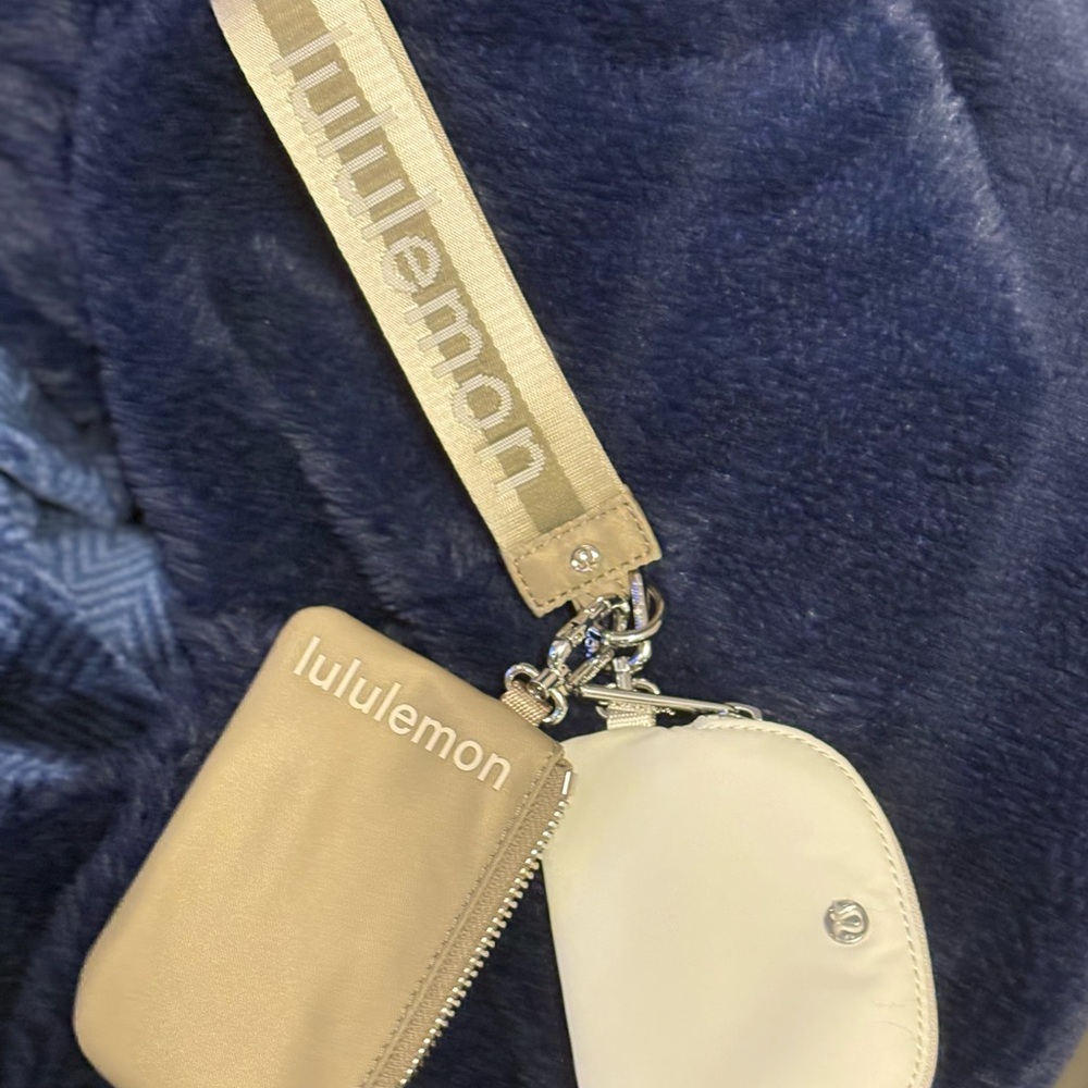 Lululemon Tan Wristlet with Silver Hardware